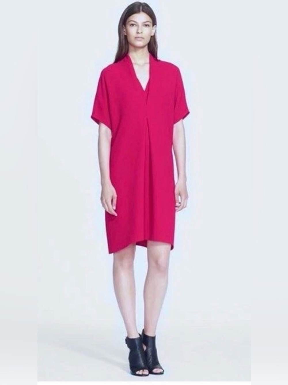 Vince V-Neck Short Dolman Sleeve Tunic in Fuchsia Medium NWT